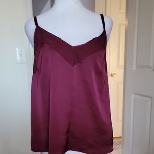 A New Day Elegant Burgundy Satin Camisole